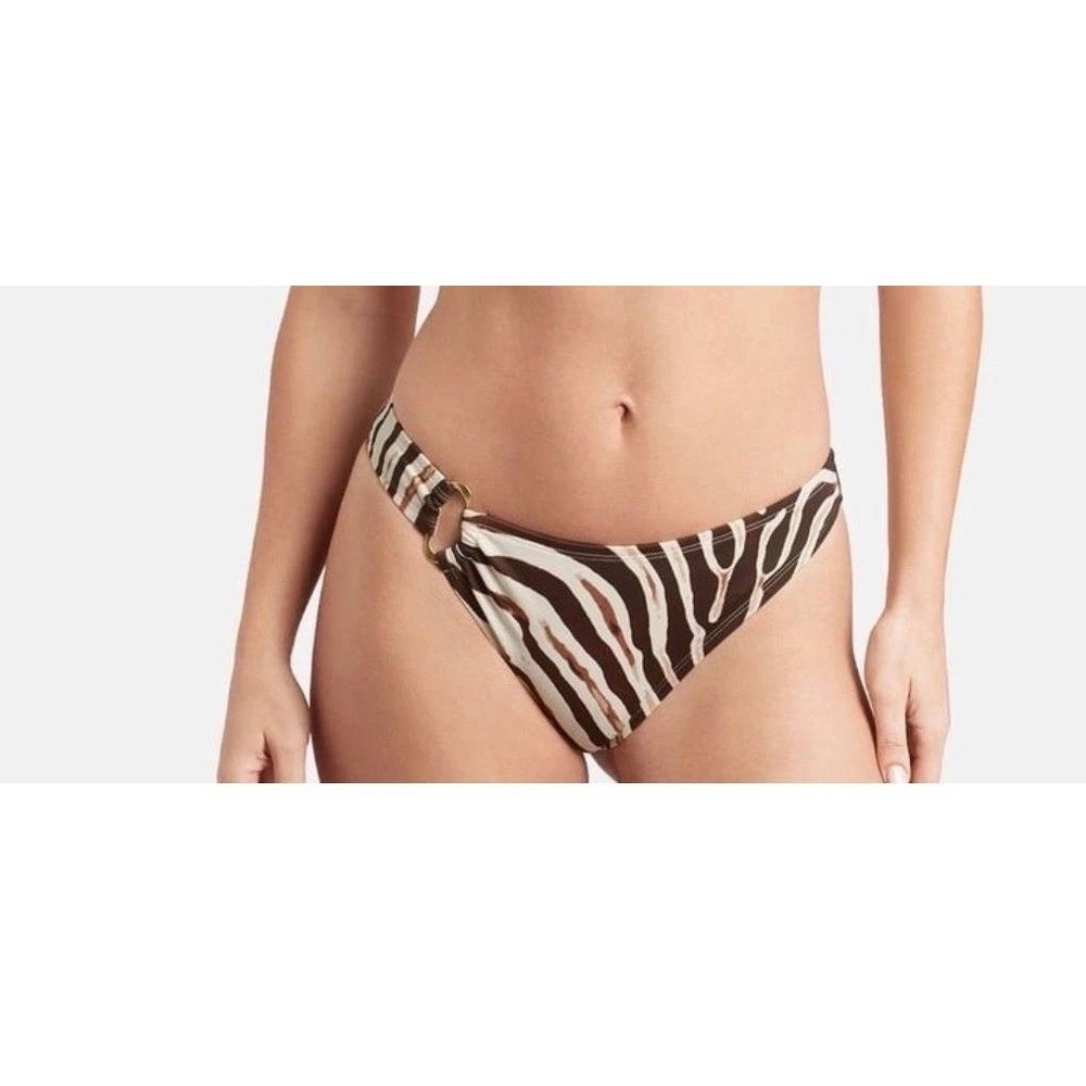 Sofia by Sofia Vergara Bikini Bottom Women 2X Brown Zebra Ring Side Cheeky NEW